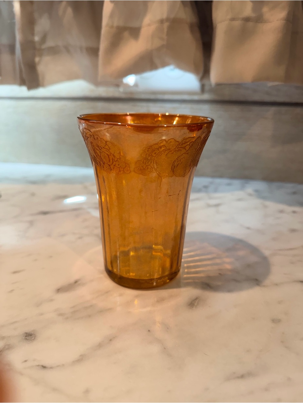 Amber Etched Glass Tumbler
